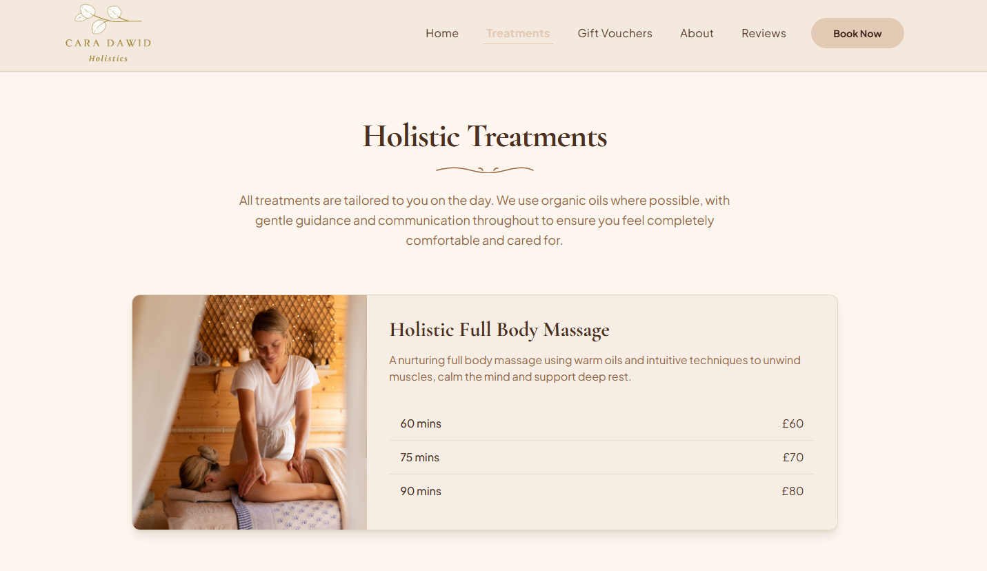 Cara Dawid Holistics website preview